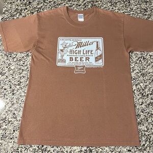 Vintage Shirt L Miller High Life Beer Brown